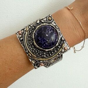 Statement Silver Geometric Boho Bracelet